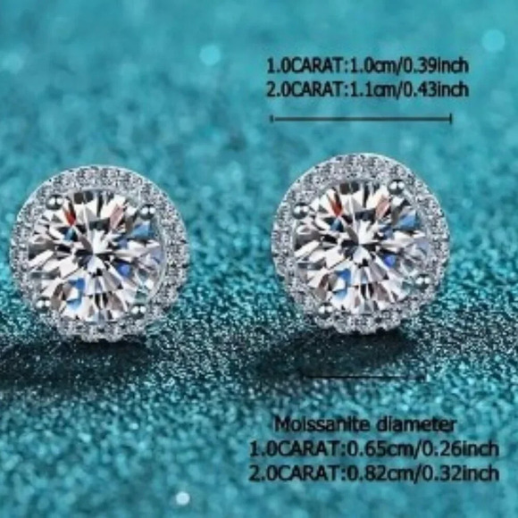 1 CT studs Moissanite Earrings 925 Sterling Silver Round Design Unisex - Picture 1 of 9